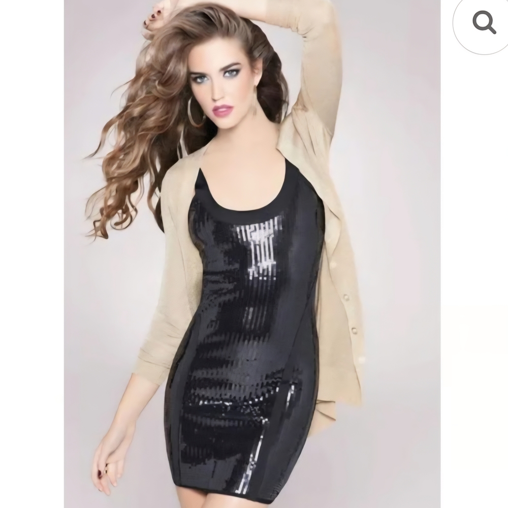 Bebe Black Sequin Mini Dress